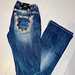 Miss Me Signature Boot Jeans Size 27 Floral Embellished Pockets